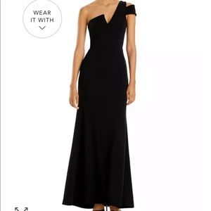 One shoulder ruffle gown